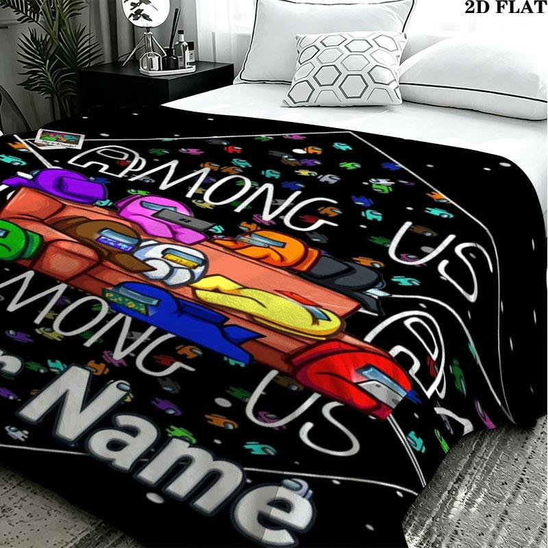 1PC Among Us Custom Name Patterned Flannel Blanket Suitable For All Seasons for Home Decor Warmth and Comfort Gifts Holiday Present