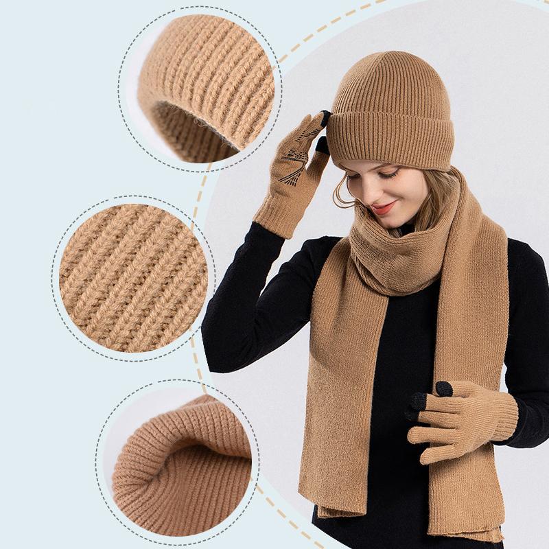 Hat Gloves Scarf Suit Men Winter Warm Knitted Hat Outdoor Riding Ear Protection Wool Hat Women Sleeve Cap Skullies Beanies