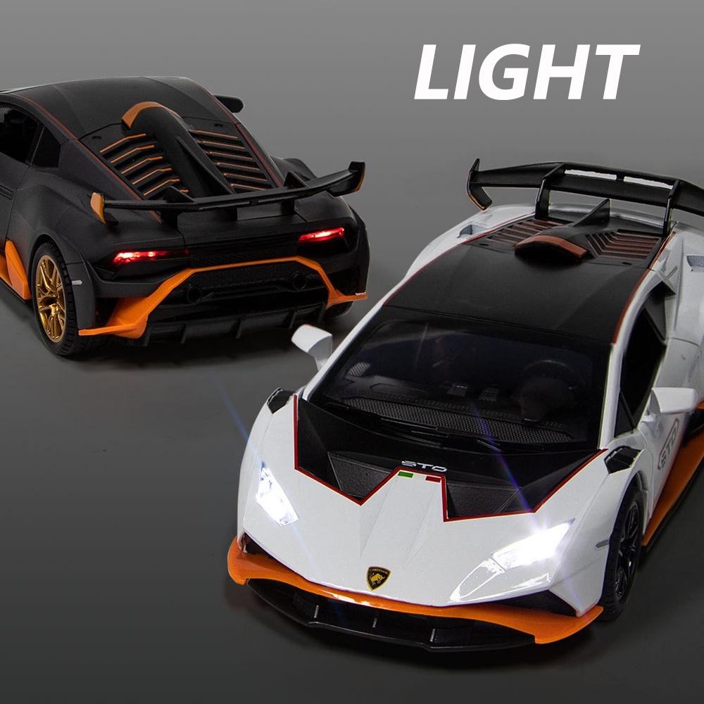 RUM1:24 Scale Lamborghini Huracan Sto Alloy Car Model Light & Sound effect diecast car Toys for Boys baby toys birthday gift car toys kids toys car