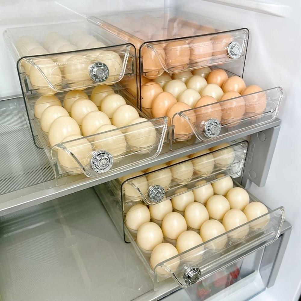 Transparent Egg Storage Box Double Layer Egg Container Egg Preservation Box Refrigerator