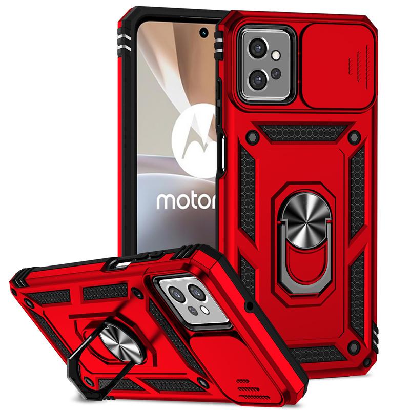 Противоударный чехол Armor для Motorola Moto G22 G32 G52 G62 G82 G31 G41 G60s, защитная крышка для камеры со сдвижной шторкой, подставка-кольцо, Fundas Coque