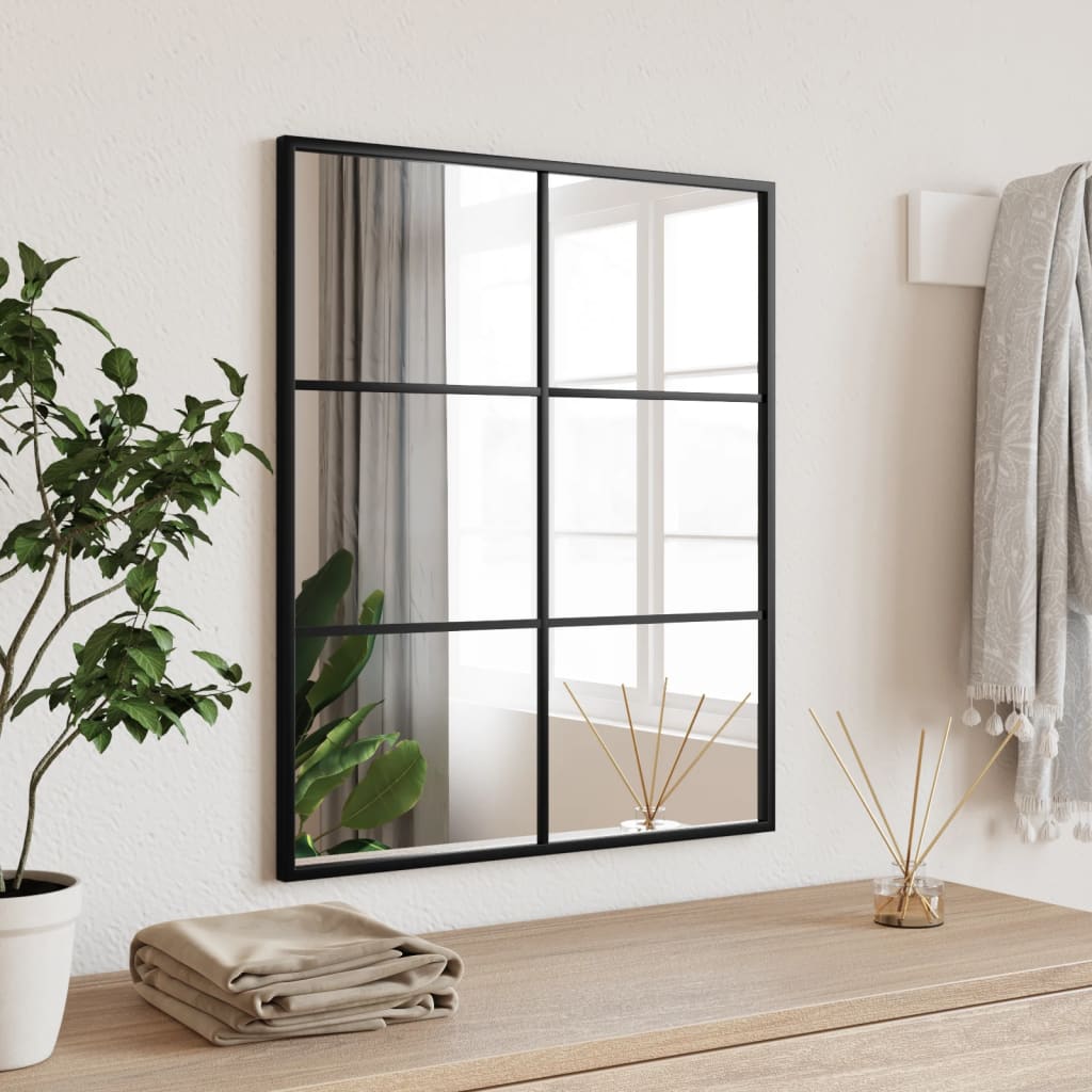 Wall Mirror Black 50x60 cm Rectangular Iron