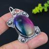 Радужный солнечный кварц драгоценный камень ручной работы 925 стерлинговое серебро кулон 2,17" G5z72