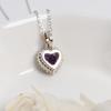 S925 Silver "Love" Heart Shape African Amethyst Gemstone Pendant Necklace Fine Jewelry for Lady Wife Daughter Birthday Gift