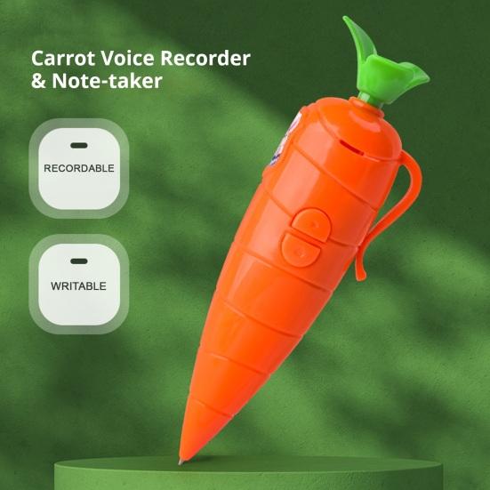 Ручка-диктофон в форме морковки Милый мультяшный дизайн Ручка с функцией воспроизведения Портативный диктофон для студентов Детей Забавный подарок для ведения записей