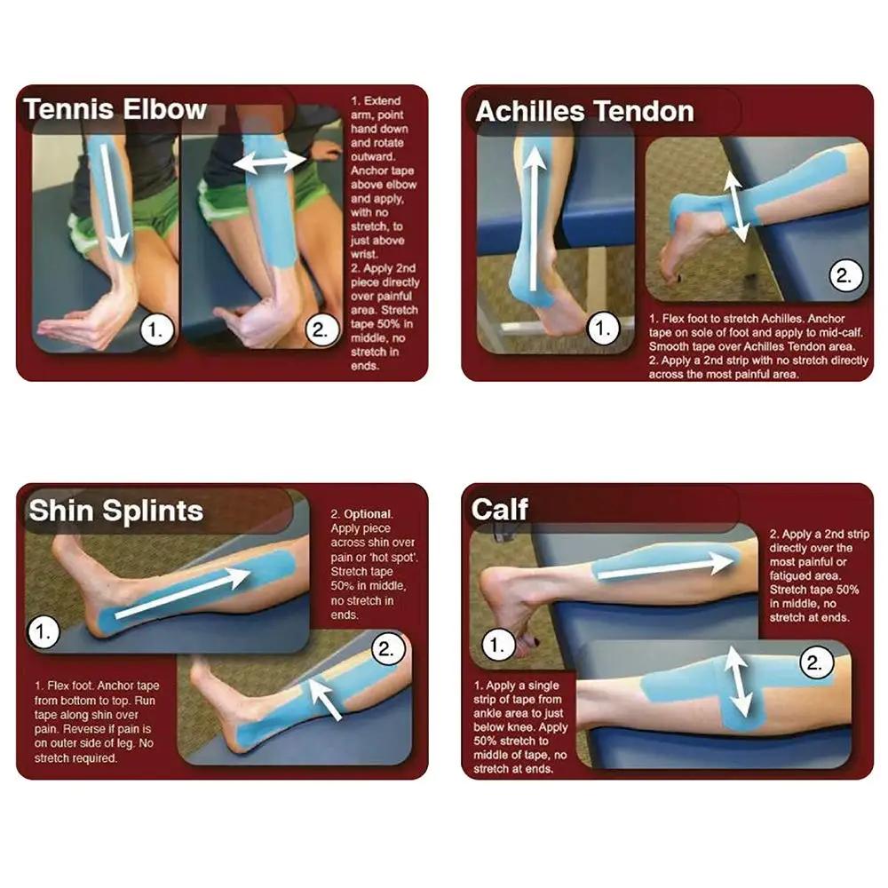 12 рулонов, спортивная кинезиологическая лента, спортивная лента для тренажерного зала, тенниса, фитнеса, бега, лечения боли в мышцах колена