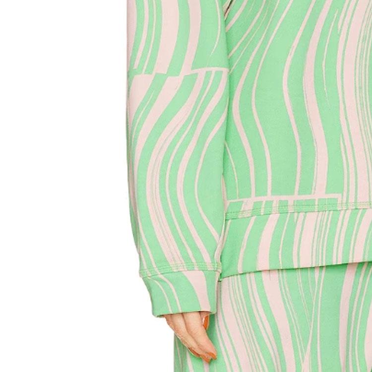 Adidas X Stella McCartney Logo Print Wave Round Neck Pullover Long Sleeve Sweatshirt Women Sweatshirt Green HT1105