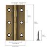 8 Pcs Solid Brass Butt Hinges with 48 Pcs Screws for Furniture, Cabinet, Drawer, Wood Box - Heavy Duty Folding Hardware