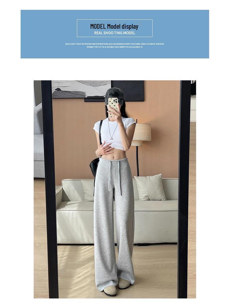Женские летние 2025 серые джоггеры с высокой посадкой - Тонкие, свободные, из ледяного шелка, брюки с зауженными штанинами