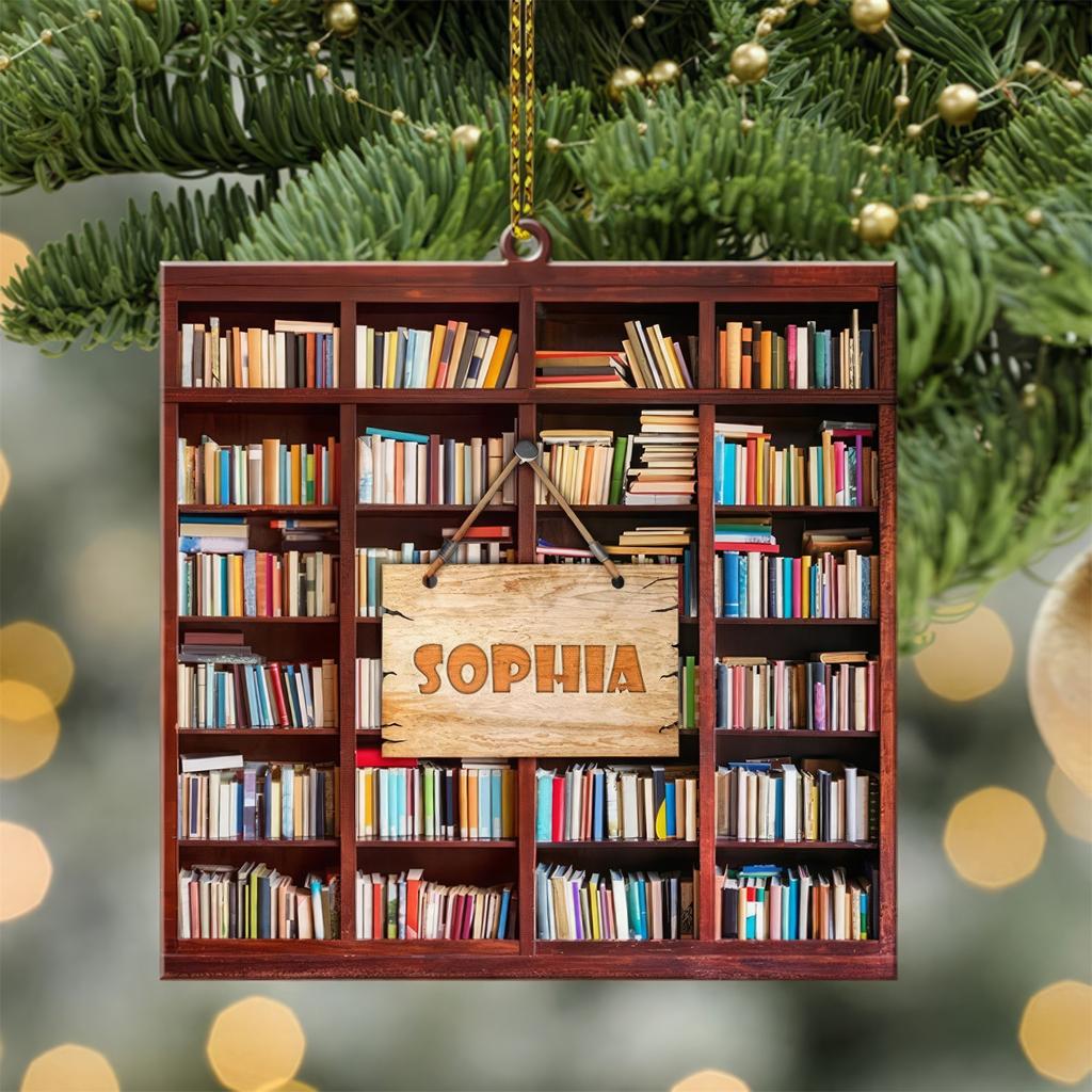 Рождественское 2D Плоское Украшение Форма Книги Дерево с Чашкой Кофе Звезда Праздничный Домашний Декор Уникальное Украшение в Литературном Стиле