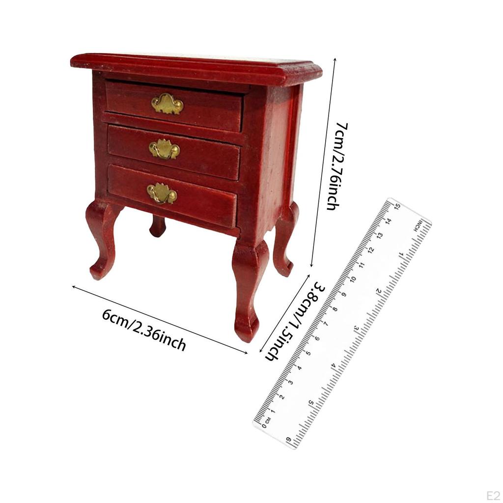 1:12 масштаб кукольный домик тумбочка, деревянная тумбочка миниатюрная прикроватная тумбочка для микро