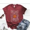 Винтажные футболки Sunburst Бохо-рубашка Футболка с графическим принтом Sunshine Унисекс Женская футболка с коротким рукавом и круглым вырезом Ретроэстетичная одежда