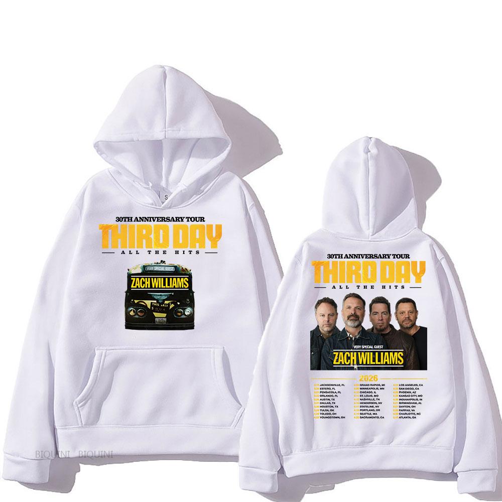 Third Day 30th Anniversary Tour 2026 Hoodies All The Hits Letter Printing Sweatshirts Long Sleeve Winter Male Hooded Pullovers