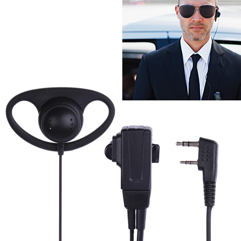 2 Pin Walkie Talkie Headset with MIC PTT D-Shape Walkie Talkie Earpiece Headphone for Baofeng Kenwood Puxing TYT Radio Accessory