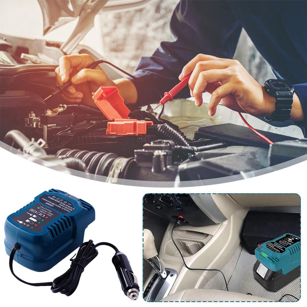 Мини-зарядное устройство для автомобиля для литиевых аккумуляторов Makita/Dewalt/Milwaukee/Bosch 18 В, штекер прикуривателя, портативное зарядное устройство для использования в автомобиле