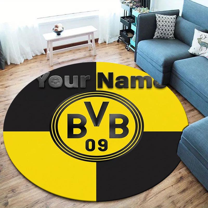 Borussia Custom Name Round Area Rug,Carpet Rug for Living Room Bedroom Sofa Playroom Decor,Non-slip Floor Mat