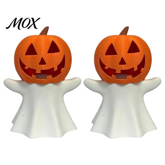 Indoor Autumn Decor Halloween Pumpkin Ghost Candle Holder, Decorative LED Electronic Spooky Home Ornament Stand, 3D Printed for Party Tabletop