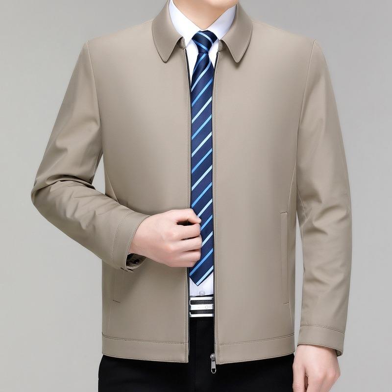 Мужская куртка из шелка с лацканами из шелка для руководства, весна и осень, новая повседневная куртка для среднего и пожилого возраста, универсальная одежда для папы