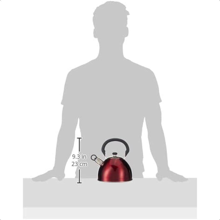 Чайник из нержавеющей стали Morbern 1,8 кварты со свистком, красный