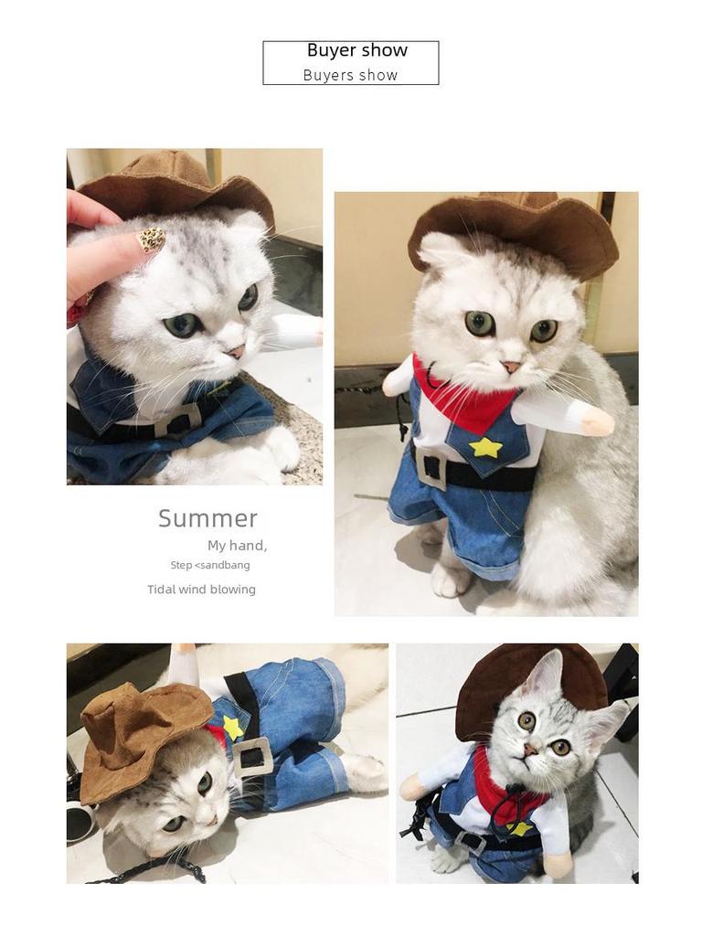 Костюм для питомца в стиле вестерн-ковбоя: Смешной наряд в стиле TikTok для кошек и собак