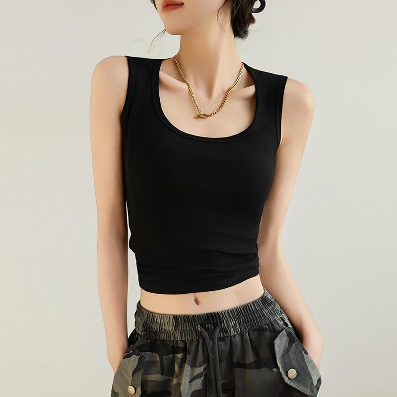 Стильная элегантность, мода, женский деловой повседневный жилет H349, майка-камисоль, женская летняя рабочая одежда с широкими плечами, облегающие белые топы