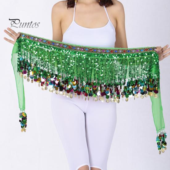 Belly Dance Skirt Sequin Tassel Waist Scarf Exotic Style Tie Up Adjustable Thin Skirt See-through Lace Stage Performance Cosplay Mini Skirt Apron Wrap