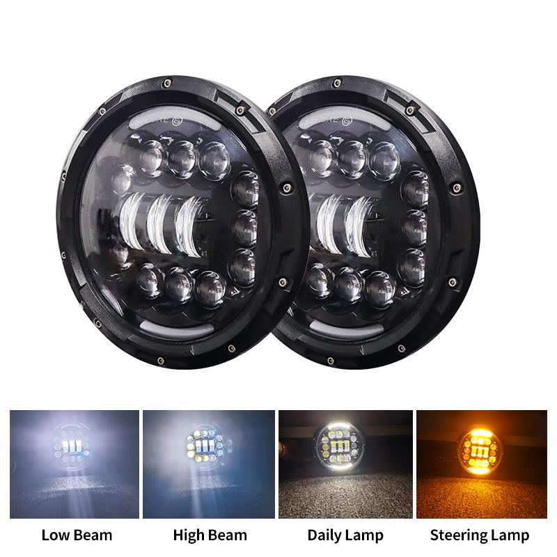 7" Inch Motorcycle LED Headlight Hi/Lo Beam Assemblies Lamp Projector 7 Inch Off Road Round Auxiliary Headlight