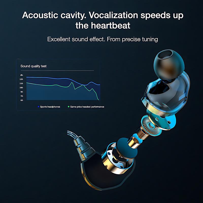 VAORLO Оригинальные проводные наушники 9D HIFI с мощными басами и микрофоном для спорта, игр и музыки