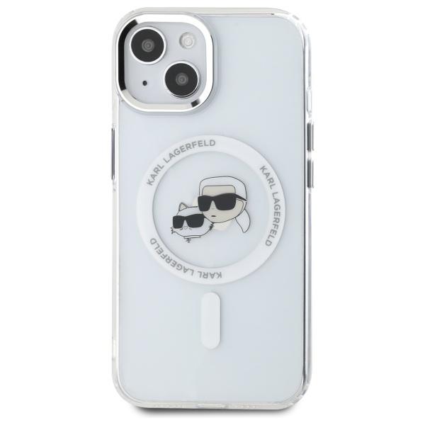 Karl Lagerfeld KLHMP15SHLSKCH iPhone 15 6.1" white/white hardcase IML Metal Karl&Choupette Head MagSafe