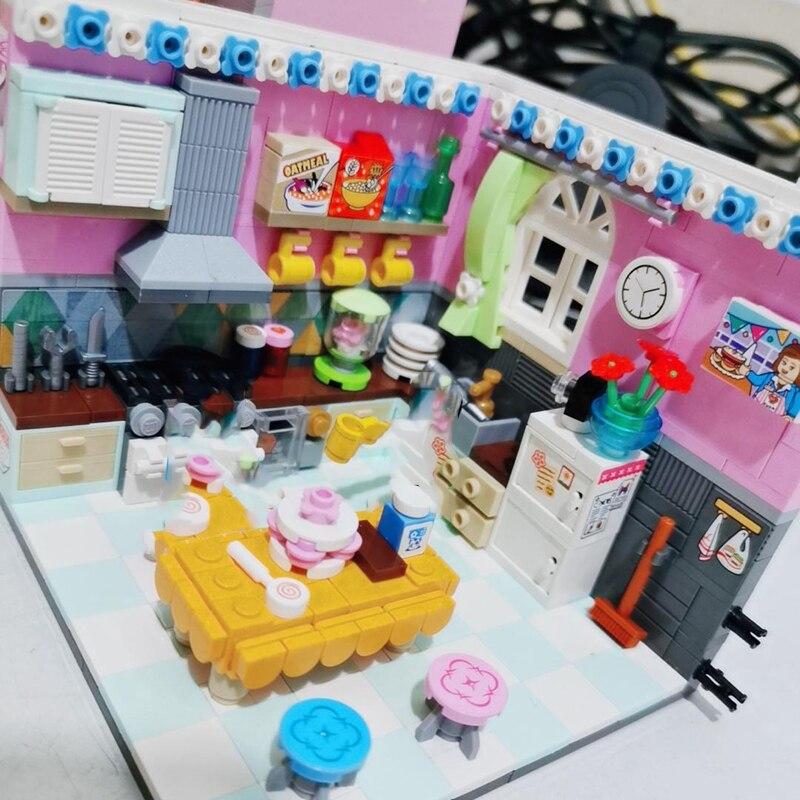 LOZ 1903 City Architecture House Corner Kitchen Table Refrigerator DIY Mini Blocks Bricks Building Toy for Children Gift No Box