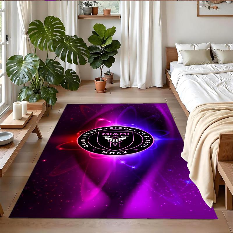 Anti‑Slip Crystal Velvet Floor Rug, Inter Miami Cf Design Carpet for Indoor Living Bedroom Home Decoration