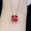 Lucky Four-leaf Clover Online Популярная прямая трансляция Новый продукт Моделирование красного турмалина с гранатом Роскошное модное ожерелье с подвеской для женщин