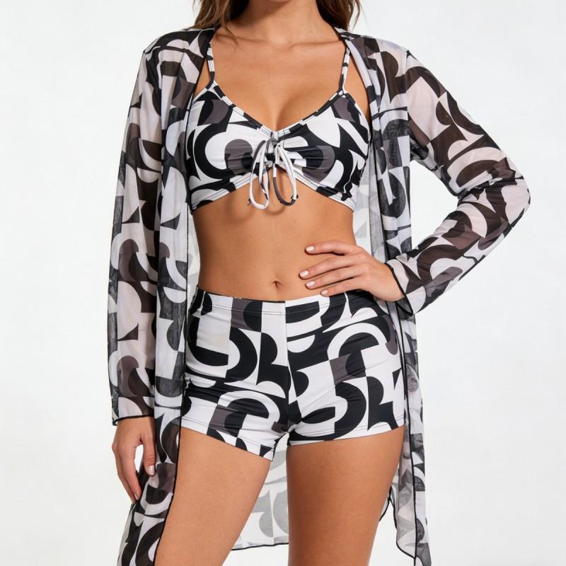 Floral Print High-Waisted Bikini Set Womens Sexy Swimwear With Padded Top Triangle Bottom