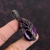 Подвеска Древо Жизни Фиолетовый Огненный Лабрадорит Медная Оплетка Подвеска с Драгоценным Камнем Подвеска Ручной Работы Украшения с Медной Оплеткой Подарок для Мамы