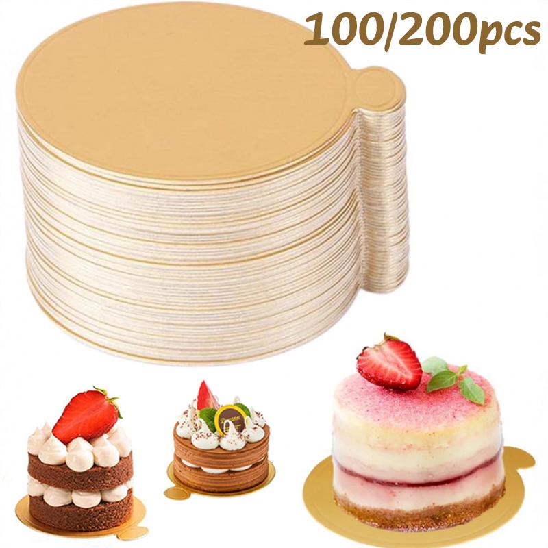 100/200 шт. Золотая Картонная Основа для Муссового Торта Круглый Картонный Поддон Десертная Подставка для Выпечки Свадебный Фестивальный Инструмент для Торта