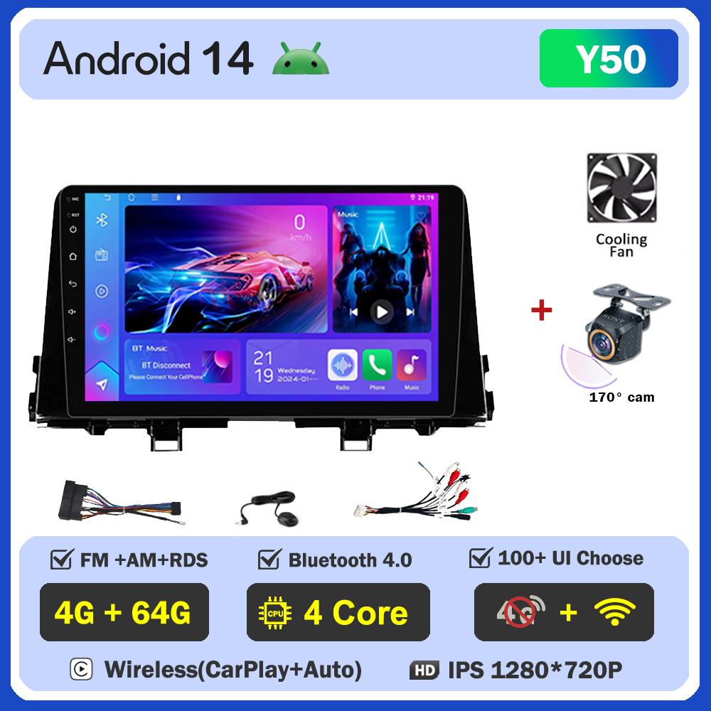 Автомобильный видеоплеер для KIA Morning 3 Picanto 2017-2020 Carplay Android 14 авто радио интеллектуальная система GPS навигация 5G Wifi