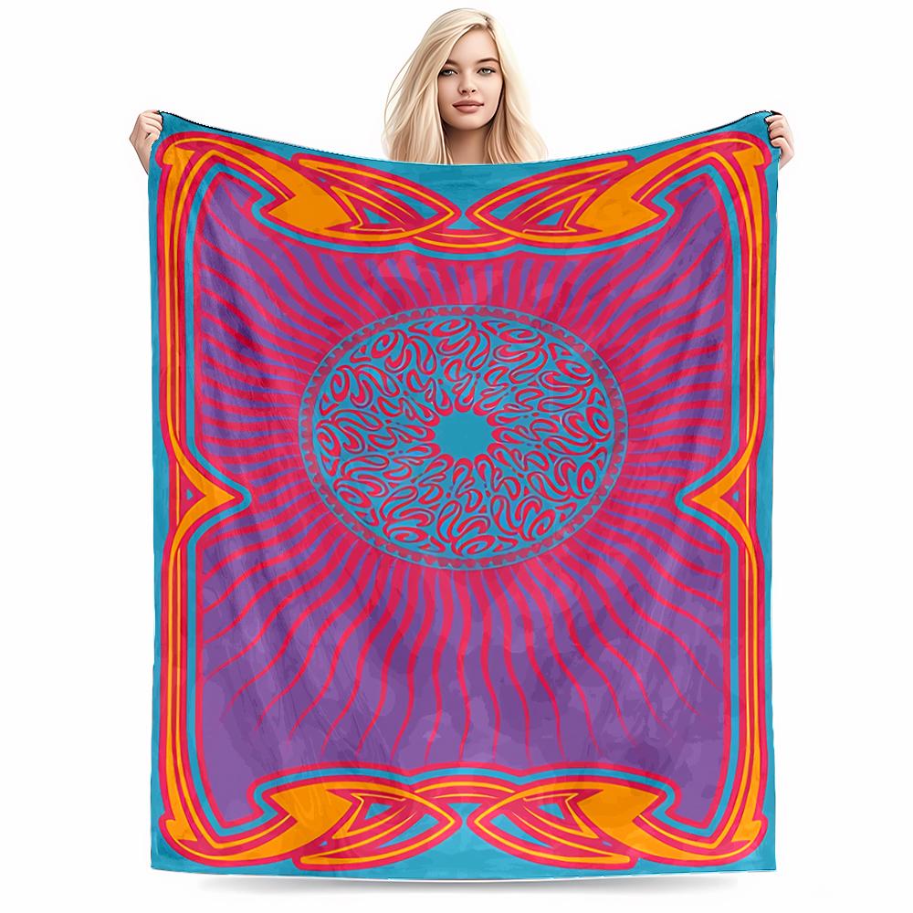 Abstract Geometric Pattern blanket with Vibrant Colors and Wavy Design blanket, suitable for use in the bedroom, living room, on the sofa
