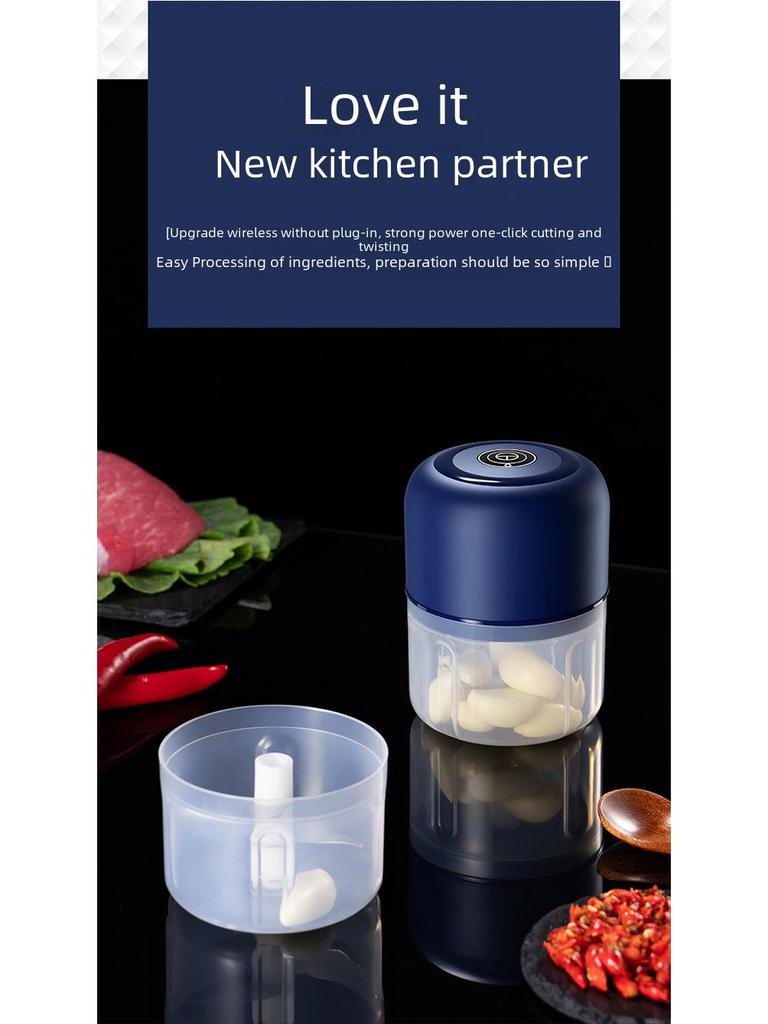 Compact Electric Garlic Grinder & Baby Food Processor - Multifunctional Kitchen Tool for Garlic Paste and More