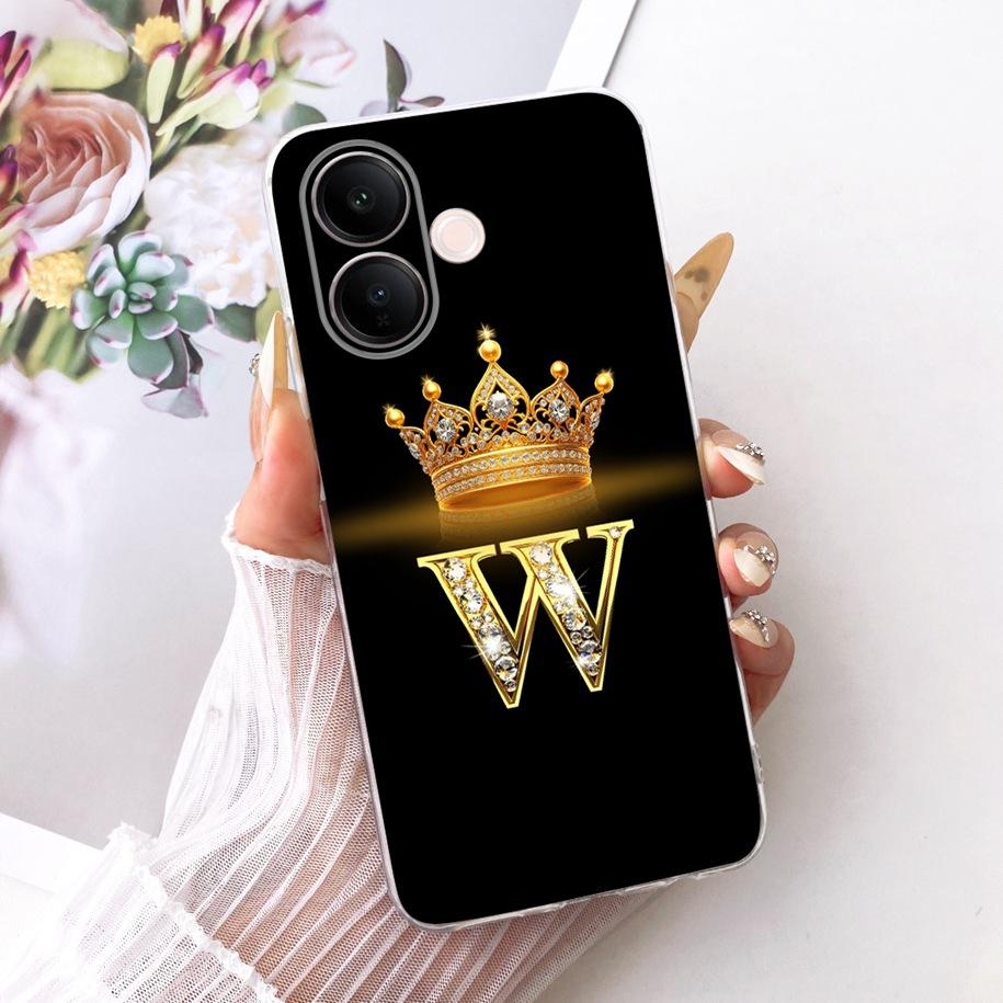 For Vivo V60 Lite 4G Case V2530 Cute Letters Crown Soft Slim Silicone Back Cover For Vivo V60 V 60 V60Lite 5G T4 Pro 2025 Bumper