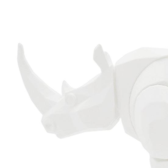 Articulated Rhino Statue White Rhino Figurine with Flexible Joints Rhino Fidget Toy for DIY Coloring Home Office Car Decoration