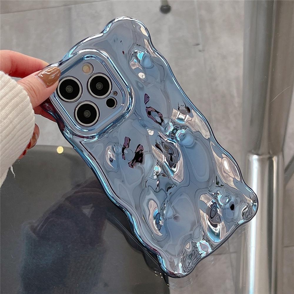 Роскошный чехол для телефона с волнистым завитым краем и покрытием для iPhone 15 11 12 13 14 Pro Max, 3D-неровность, мягкая защитная крышка для камеры