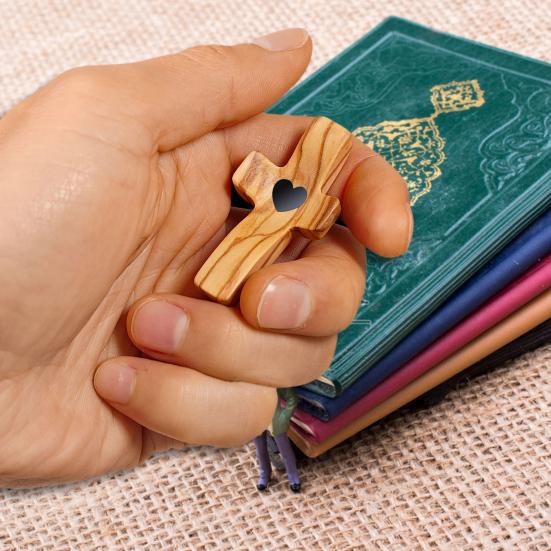 Украшение креста из оливкового дерева, эмоциональная поддержка, сердце, карман, обнимание, крест для мужчин и женщин, молитва веры, крест моего сердца, поощрительный подарок