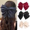 Female Satin Bow Hairpin Ponytail Clip Bowknot Ribbon Spring Clip Temperament Accessories Korean Fashion Elegant