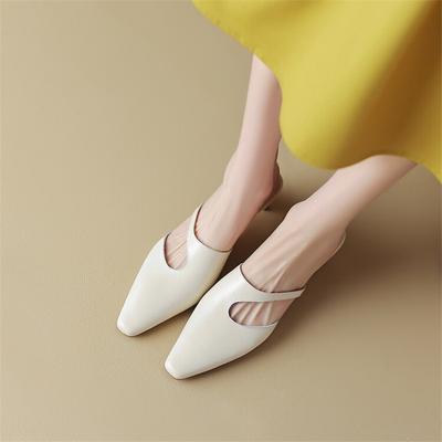 Мода Новое 2025 Лето Женская Обувь Туфли-Мюли для Женщин Простые Женские Тапочки Маленький Квадратный Носок Тапочки Женская Обувь Zapatos De Mujer
