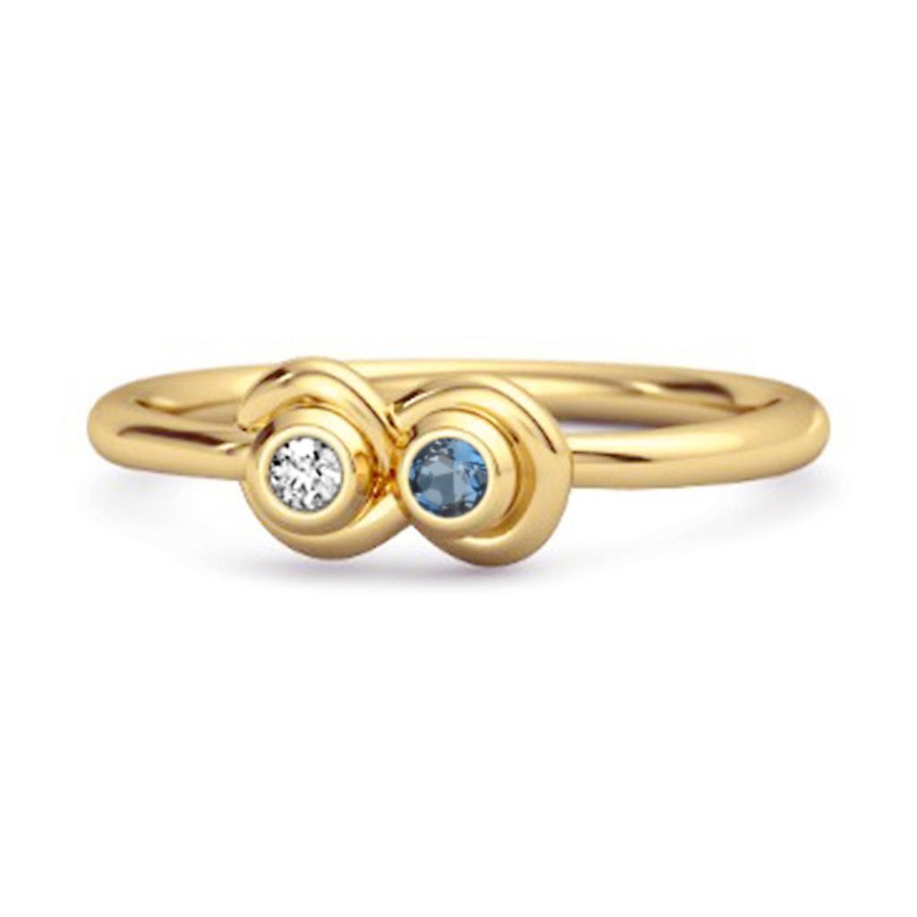 London Blue Topaz Twin Bezel Minimalist Ring - 925 Sterling Silver Gold Vermeil