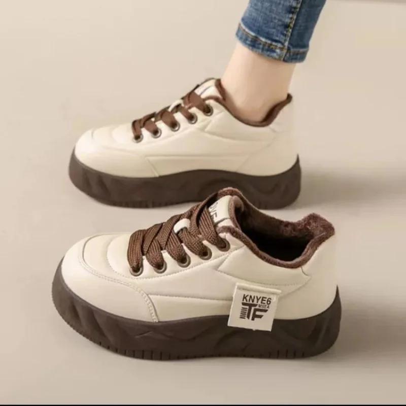 Shoes Woman 2024 Round Toe Platform Autumn Casual Female Sneakers Shallow Mouth New Creepers Small Fall Sports Winter