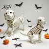 Weather Resistant Garden Statues Skull Puppy Resin Figurine, Halloween Retro Skeleton Dog Statue, Aged Sculptures Gothic Desktop Ornament for Bars And