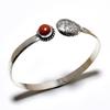 Красный солнечный камень, драгоценный камень 925, посеребренный браслет ручной работы, ювелирный браслет-манжета