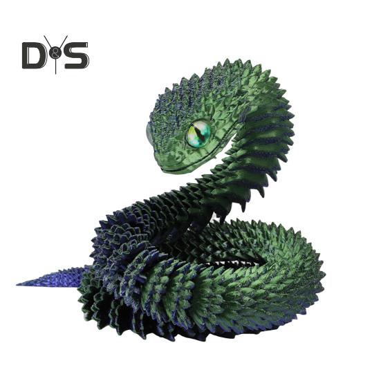 3D Printed Animals Articulated Simulated Snake Stress Relief Toys Realistic Flexible Snake Fidget Toy Tabletop Ornament for Kids Adults
