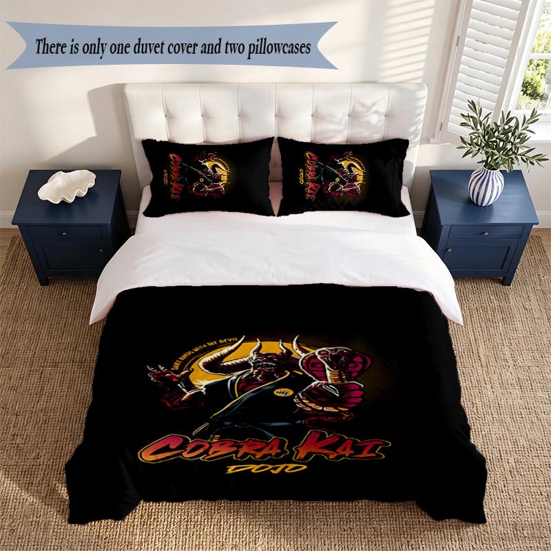 cobra Kai 3‑Piece Bedding Set Soft Microfiber Duvet Cover Pillowcases Comfortable Bed Linen for Bedroom Decoration